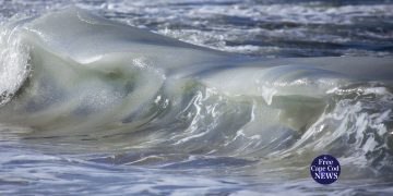 Slushy Frozen Waves On Cape Cod Beach